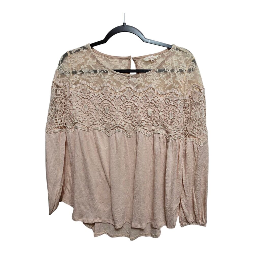 Sundance Blouse Crochet Lace Size XS Peach Romantic Cottagecore
